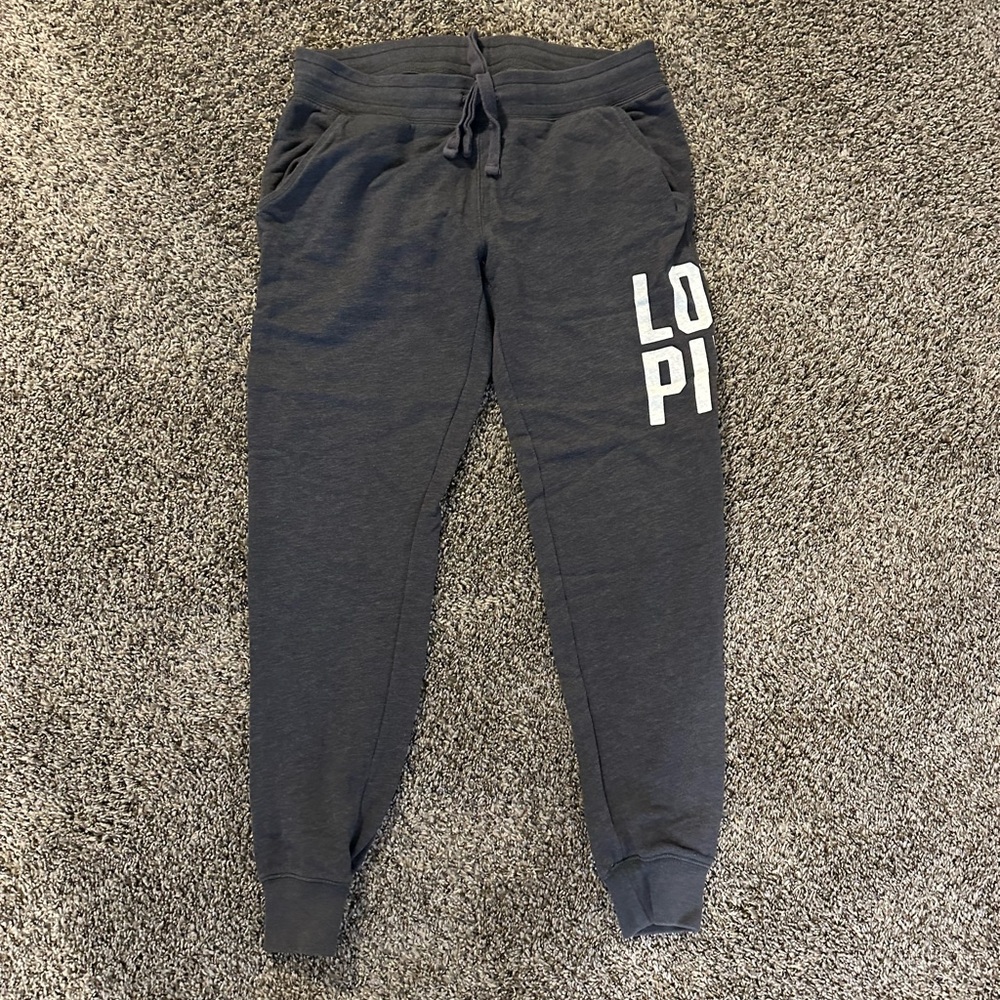 PINK Victoria's Secret Dark Gray Joggers with White Logo
